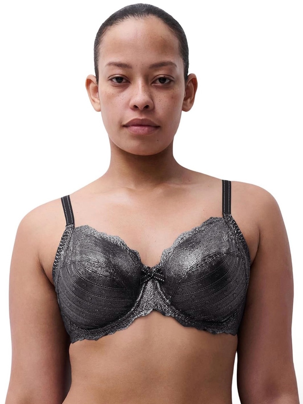 NWT Chantelle Rive Gauche Full Coverage Unlined Bra US 42F (DDD) Black Silver
